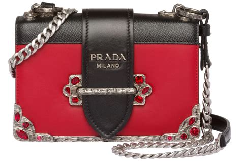 prada cahier crystal chain red